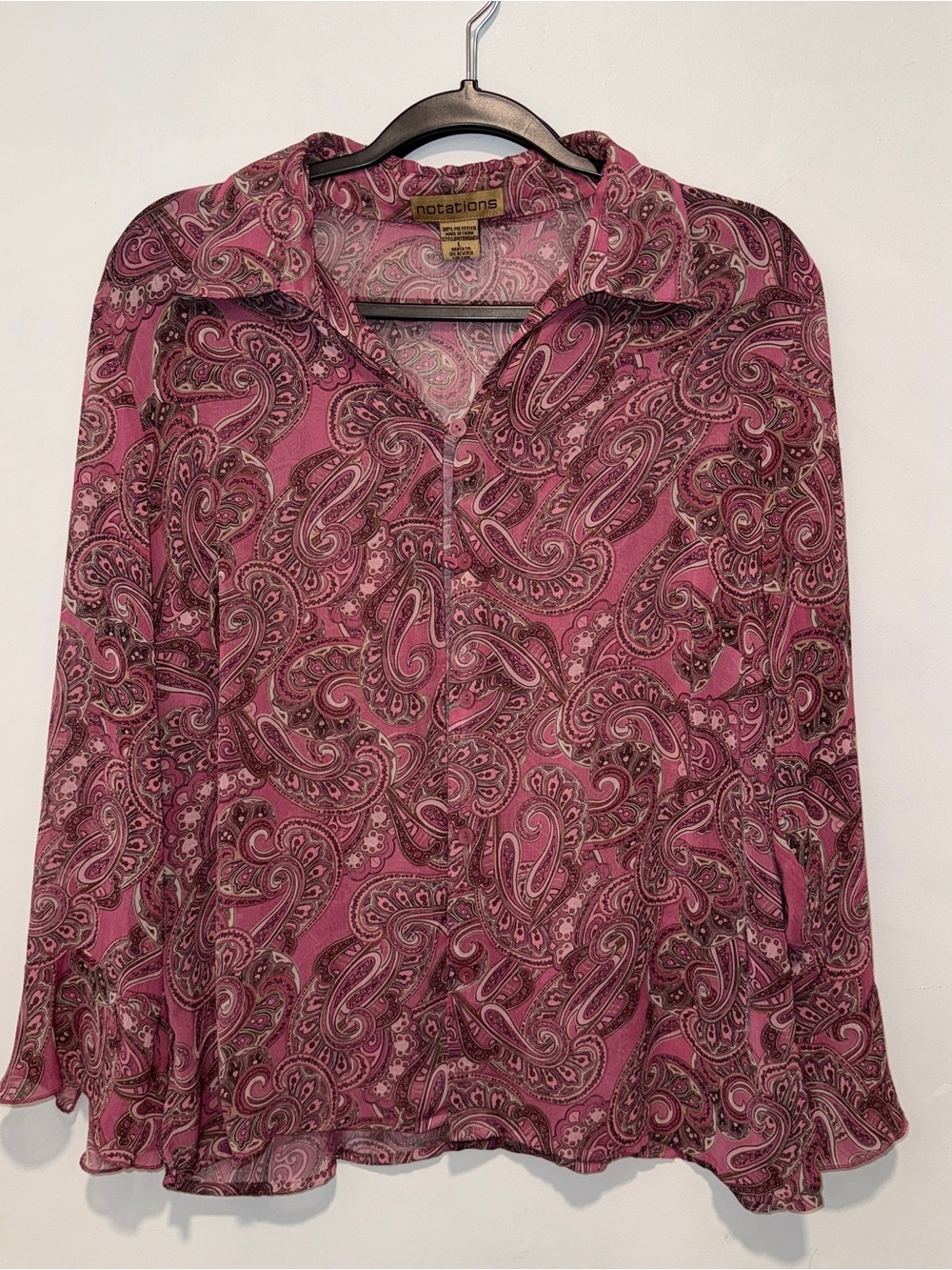 Notations Rose Pink Paisley Long-Sleeve Blouse